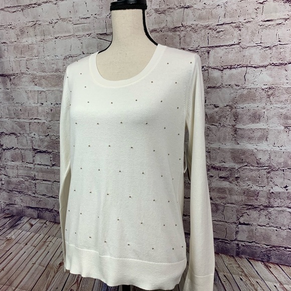 Banana Republic Ivory Embellished Knit Sweater - Picture 2 of 8